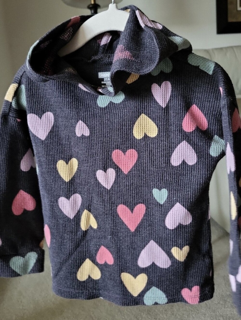 Garanimals Black Hooded Sweatshirt with Pastel Hearts